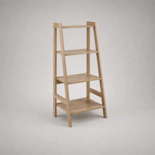 Étagère sur pied en forme d’échelle, 3 niveaux en bambou naturel, beige, 50 × 36 × 110 cm